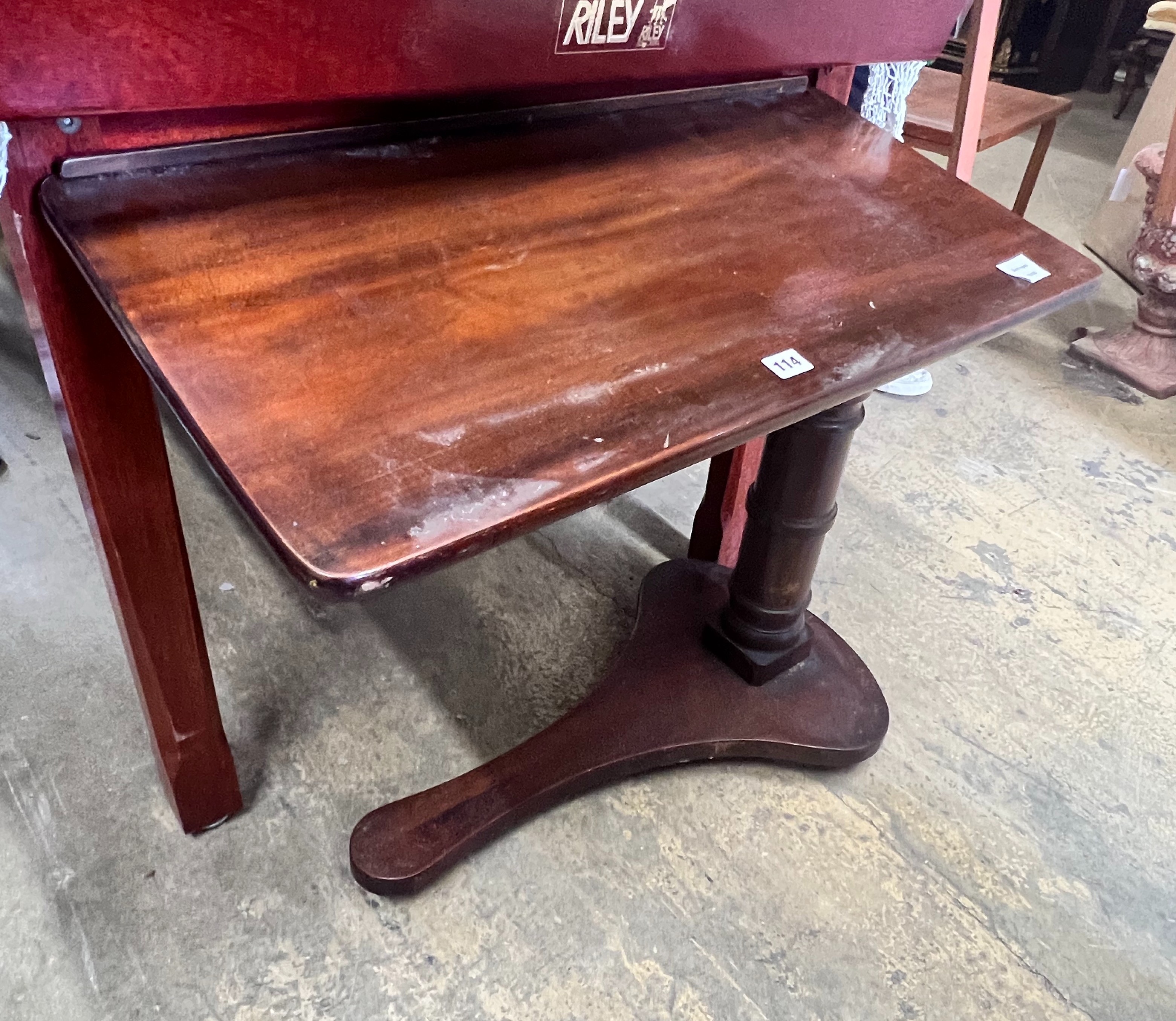 A Victorian mahogany adjustable invalid's table, width 76cm depth 39cm